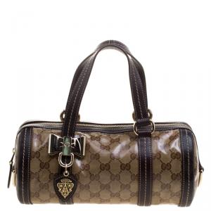 مملوكة مسبقًا Gucci Beige/Ebony GG Crystal Canvas Small Duchessa Boston Bag