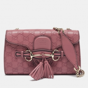 Gucci Pink Guccissima Leather Small Emily Chain Shoulder Bag