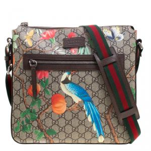 مملوكة مسبقًا Gucci Beige/Brown Tian Print GG Supreme Canvas Messenger Bag