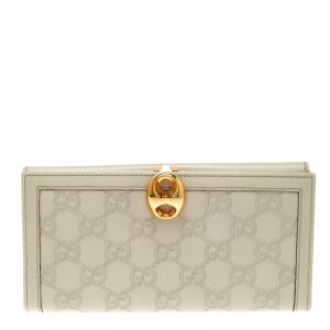 Gucci Off White Guccissima Leather Wave Continental Wallet