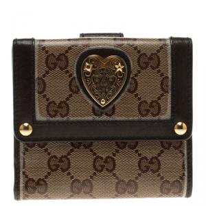Gucci Beige/Brown GG Crystal Canvas Babouska Wallet