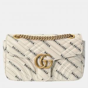 Gucci Gg Marmont Balenciaga Collaboration Small Shoulder Bag Ivory Leather Bag