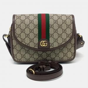 Gucci Brown Canvas Ophidia Mini GG Shoulder Bag
