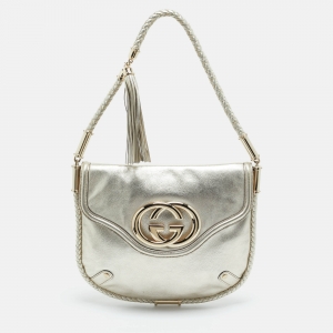 Gucci Gold Leather Medium Britt Tassel Hobo
