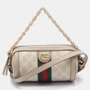 Gucci Ophidia Gg Supreme Mini Shoulder Bag Coated Canvas Leather Beige Multicolor
