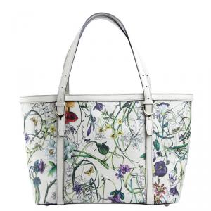 Pre Owned حقيبة يد غوتشي نايس جلد طباعة زهور بيضاء