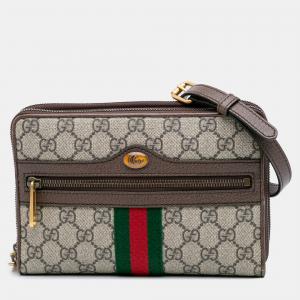 Gucci Beige GG Supreme Ophidia Wallet On Chain