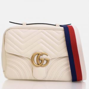 Gucci Small Calfskin GG Marmont Top Handle