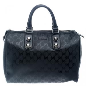 Pre Owned Gucci Black Imprime Canvas Joy Boston Bag