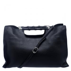 مملوكة مسبقًا Gucci Black Leather Cellarius Bamboo Daily Tote