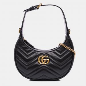 Gucci Black Mini GG Marmont Half Moon Bag
