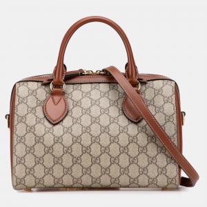 Pre Owned Gucci Beige Small GG Supreme Boston Bag