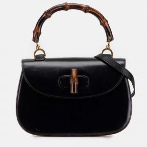 Pre Owned Gucci Black Calfskin Bamboo Night