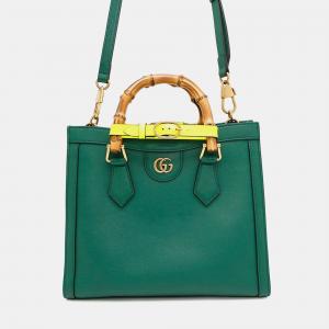 Pre Owned Gucci Diana 2Way Handbag Green Leather Size Small