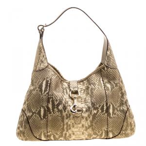 مملوكة مسبقًا Gucci Gold Python Jackie O Bouvier Hobo
