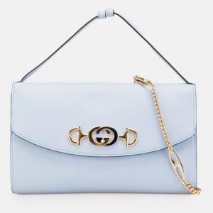 Pre Owned Gucci Blue Small Leather Zumi Satchel