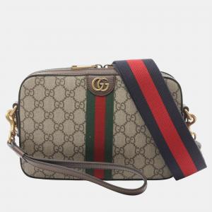 مملوكة مسبقًا Gucci Beige Small GG Supreme Web Ophidia Crossbody