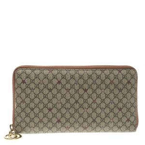 Gucci Beige GG Supreme Star Canvas Zip Around Wallet 