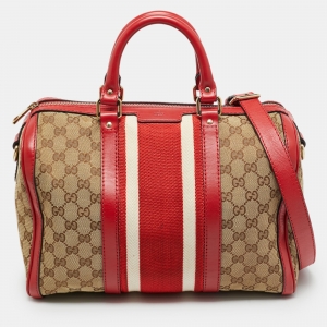 مملوكة مسبقًا حقيبة غوتشي جي جي قماش جلد بحرية زرقاء متوسطة بوسطن ويب عتيقة