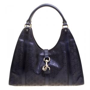 Pre Owned Gucci Purple Imprime Canvas Jackie O Shoulder Bag