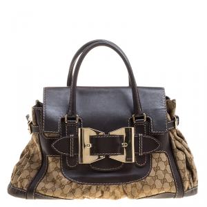 مملوكة مسبقًا Gucci Beige/Brown GG Canvas and Leather Large Queen Satchel