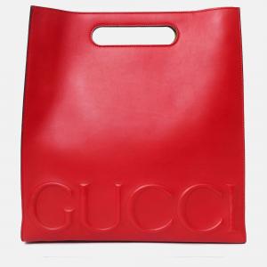 مملوكة مسبقًا Gucci Red Leather XL Tote Bag with Strap