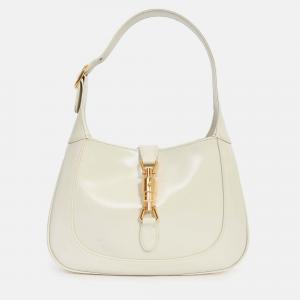 Pre Owned Gucci Cream Smooth Leather Jackie 1961 Small Shoulder Bag with Strap