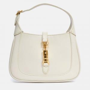 Pre Owned Gucci Cream Leather Jackie 1961 Mini Horsebit Bag