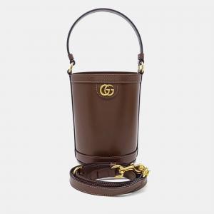 Pre Owned Gucci Brown Leather Odipia Mini Bucket Bag