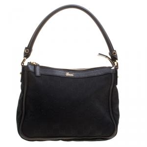 Pre Owned Gucci Black GG Canvas Shoulder Bag