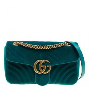 مملوكة مسبقًا حقيبة كتف غوتشي ميرمونت GG صغيرة جلد مبطنة سوداء