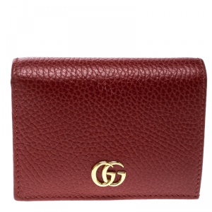 Gucci Red  Leather Double G Card Case