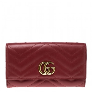 Gucci Red Leather GG Marmont Continental Wallet  