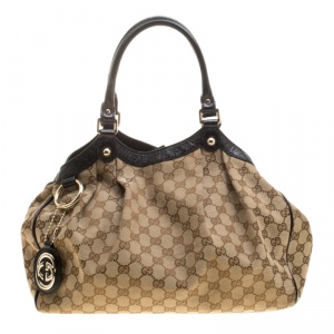 مملوكة مسبقًا Gucci Beige/Black GG Canvas Medium Sukey Tote
