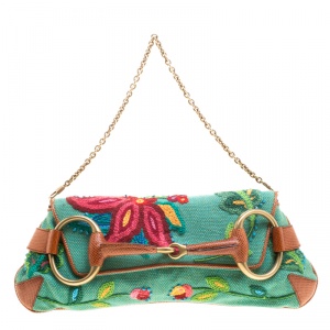 Pre Owned حقيبة كلتش غوتشي سلسلة هورسبيت توم فورد إصدار محدود قماش متعدد الألوان