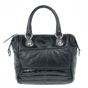 Pre Owned Gucci Black Snow Glam Small Boston Bag