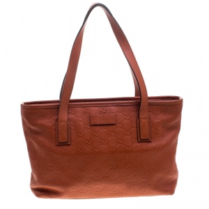 Pre Owned حقيبة يد غوتشي جلد غوتشيسيما برتقالية