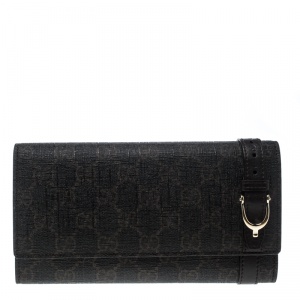 Gucci Dark Brown GG Supreme Canvas Nice Continental Wallet