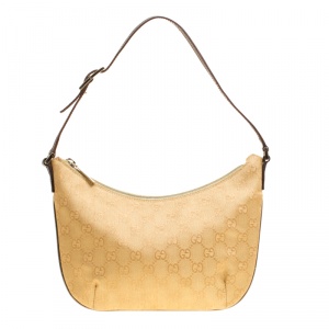 Gucci Gold GG Canvas Flat Shoulder Bag