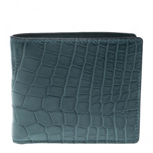 Gucci Ocean Blue Crocodile Bifold Wallet
