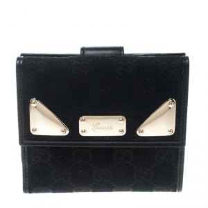 Gucci Black GG Canvas Compact Wallet