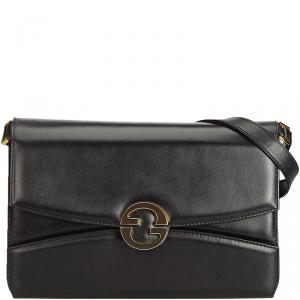 Pre Owned Gucci Black Leather Crossbody Shoulder Bag