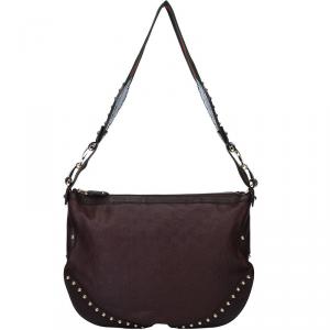 مملوكة مسبقًا Gucci Dark Brown Guccissima Leather Studded Pelham Shoulder Bag