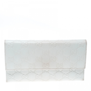 Gucci White Guccissima Leather Trifold Wallet