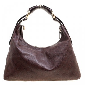 مملوكة مسبقًا Gucci Brown Guccissima Leather Medium Horsebit Hobo
