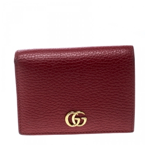 Gucci Red Leather Double G Card Case