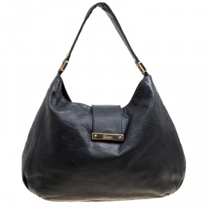 مملوكة مسبقًا Gucci Black Leather Large Ladies Web Hobo