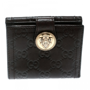 Gucci Dark Brown Guccissima Leather Hysteria French Wallet