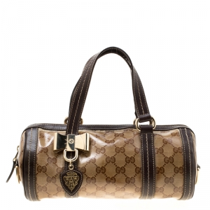 مملوكة مسبقًا  Gucci Beige/Brown GG Crystal Canvas and Leather Small Duchessa Boston Bag