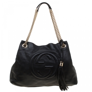 مملوكة مسبقًا Gucci Black Pebbled Leather Medium Soho Tote